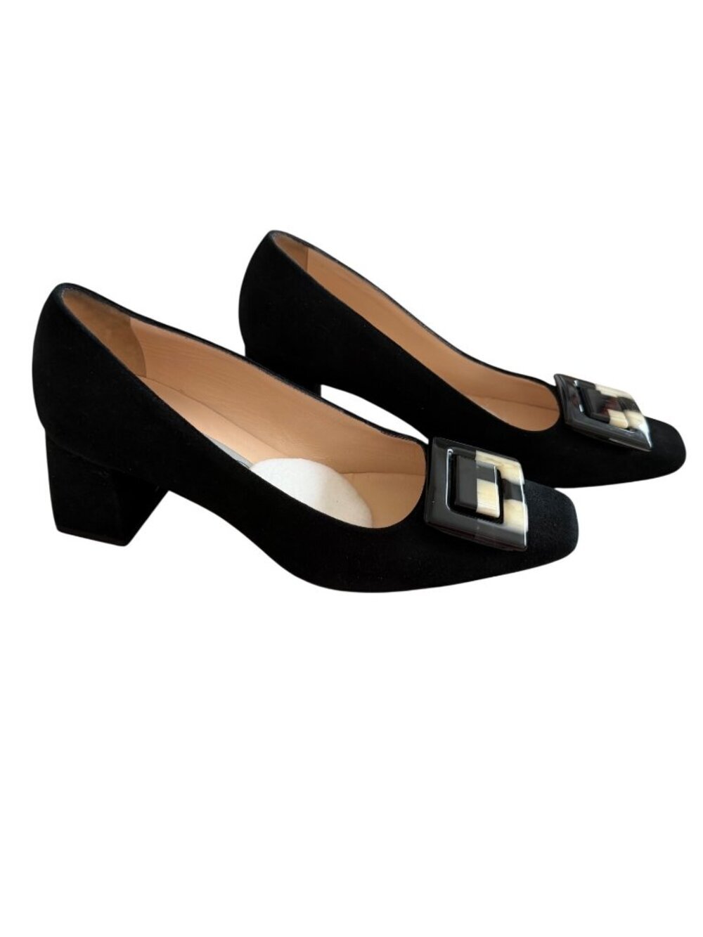 Diane B. Milano Womens Chunky Heel Suede Pumps Size US 7.5 Buckle Detail Classic - Picture 4 of 16
